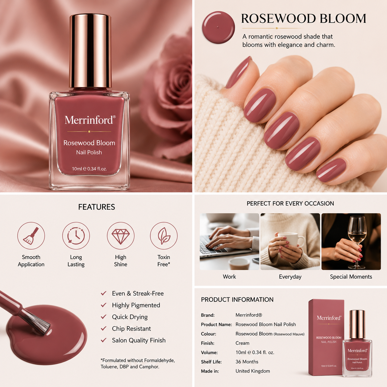 Merrinford® Rosewood Bloom Nail Polish