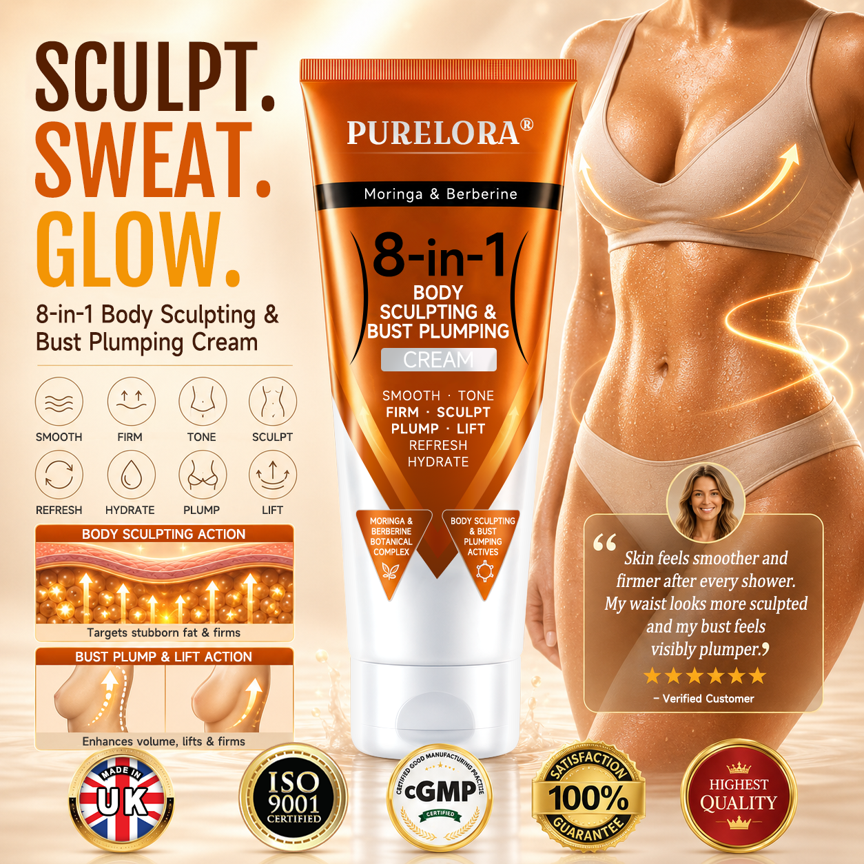 𝐎𝐟𝐟𝐢𝐜𝐢𝐚𝐥 𝐁𝐫𝐚𝐧𝐝 𝐒𝐭𝐨𝐫𝐞 |Official PURELORA® Bust Lift & Firming Cream | 8-in-1 Moringa & Berberine Formula for Smoother, Firmer, Fuller-Looking Bust