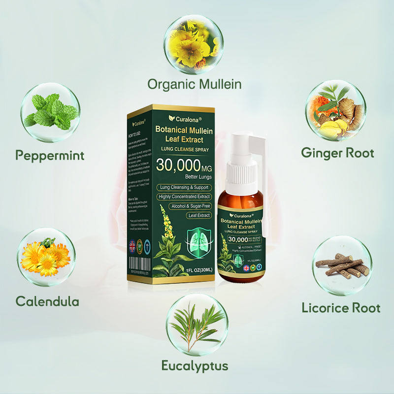✅ Official UK Flagship Store: Curalona® Mullein Leaf Extract Lung-Cleansing Spray (👨‍⚕️ Targets COPD, asthma, chronic bronchitis, respiratory infections, lung cancer, sinusitis, and other lung-related conditions)