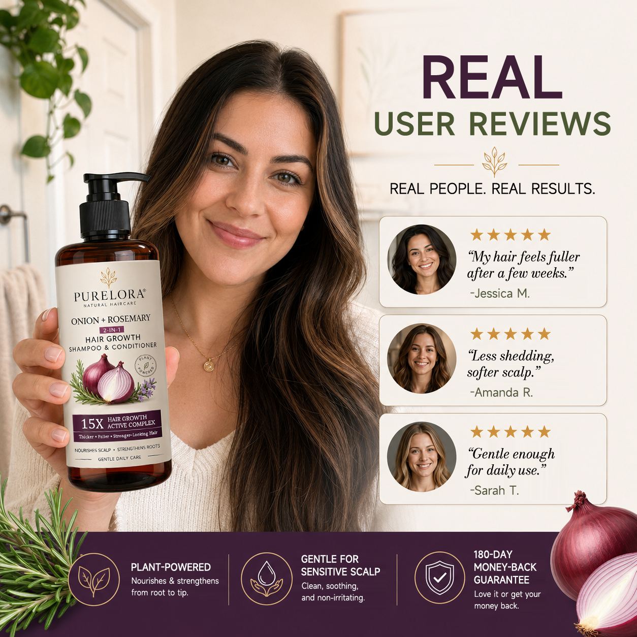 🌿👨‍⚕️ Official UK Flagship Store 🇬🇧 | 🔥PURELORA® Onion & Rosemary 2-in-1 Anti-Hair Loss & Growth Set — Infused with a 15x potent hair-growth active complex to help you achieve thicker, fuller, and stronger hair.