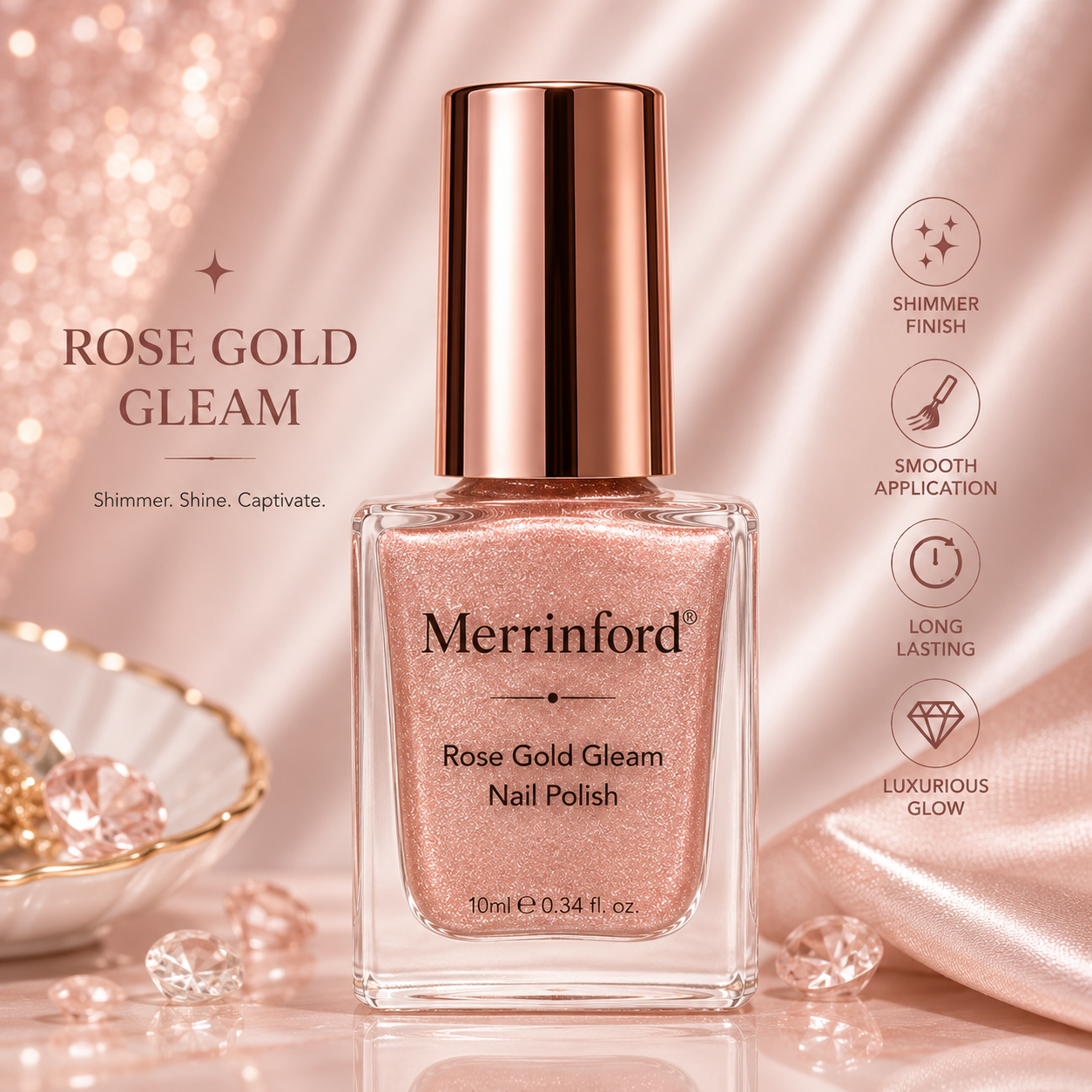 Merrinford® Rose Gold Gleam Nail Polish