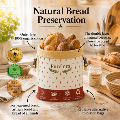Beeswax and 100% cotton bread bags — Premium
