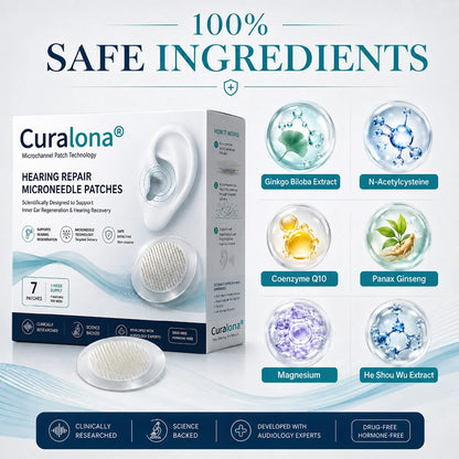 Curalona® HEARING REPAIR MICRONEEDLE PATCHES ✅ Targets Hearing Loss, Tinnitus, Ear Infections, Balance Disorders, and Age-Related Ear Degeneration.
