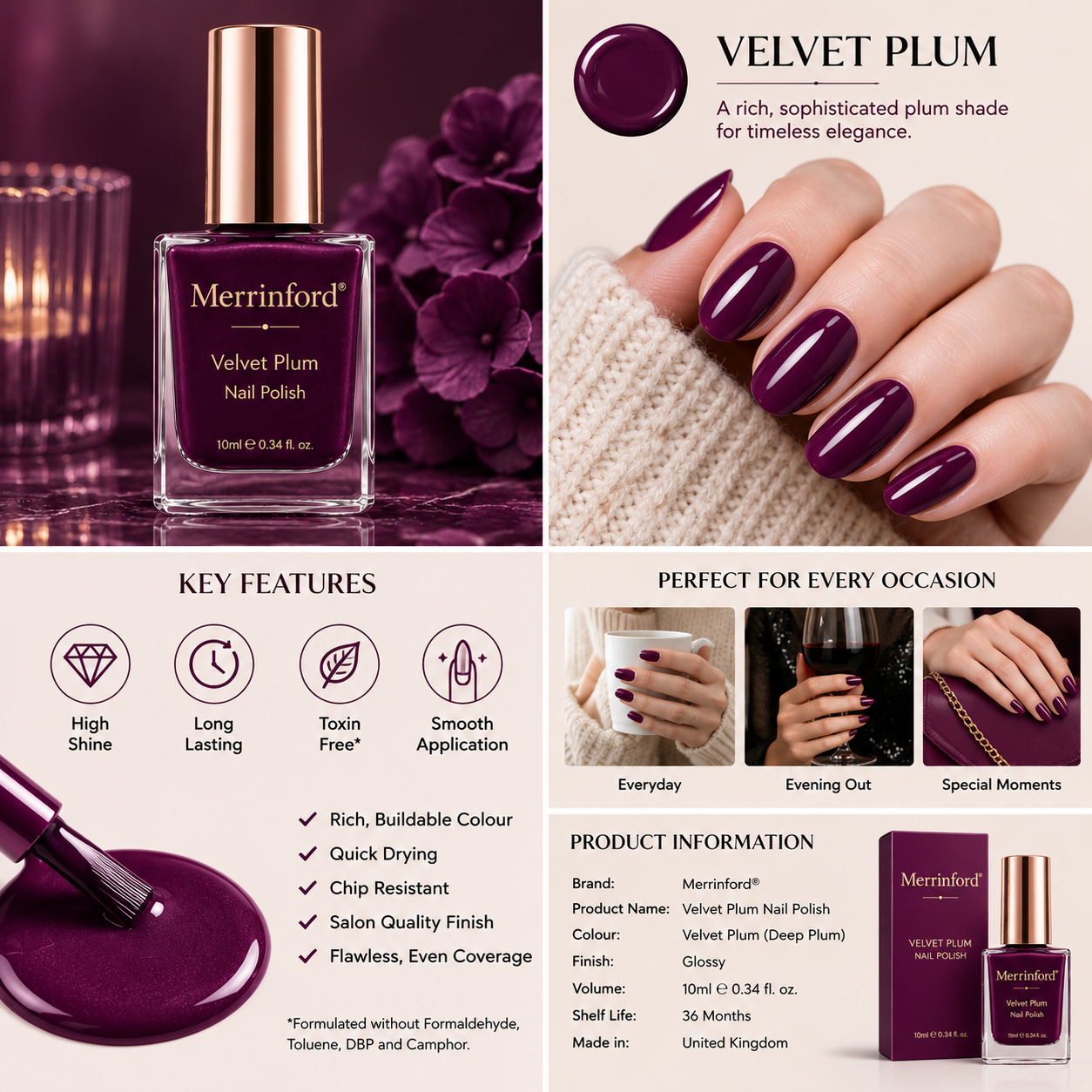 Merrinford® Velvet Plum Nail Polish