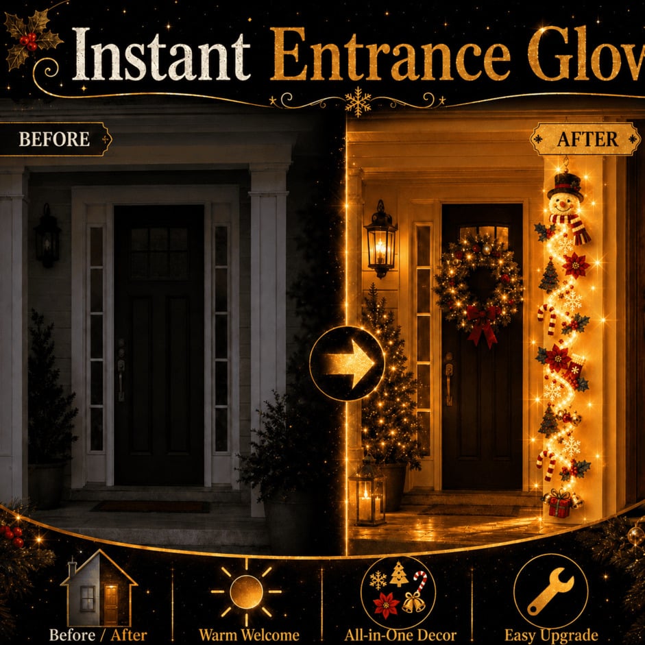 🎄 MerryCascade Leuchtender Weihnachts-Türhänger | 6 festliche Lichterdesigns, warmes Licht, 3D-Details und platzsparende vertikale Dekoration ✨