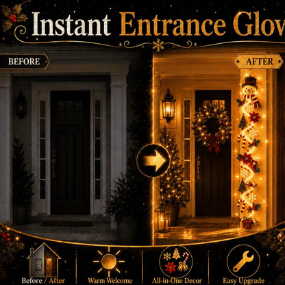 🎄 MerryCascade Leuchtender Weihnachts-Türhänger | 6 festliche Lichterdesigns, warmes Licht, 3D-Details und platzsparende vertikale Dekoration ✨
