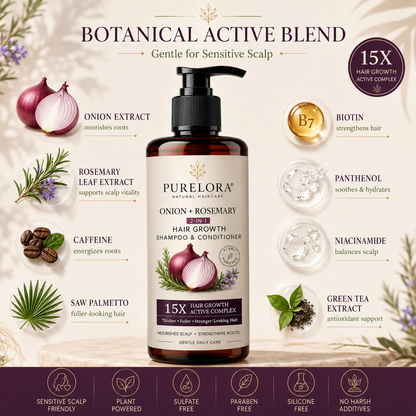 🌿👨‍⚕️ Official UK Flagship Store 🇬🇧 | 🔥PURELORA® Onion & Rosemary 2-in-1 Anti-Hair Loss & Growth Set — Infused with a 15x potent hair-growth active complex to help you achieve thicker, fuller, and stronger hair.