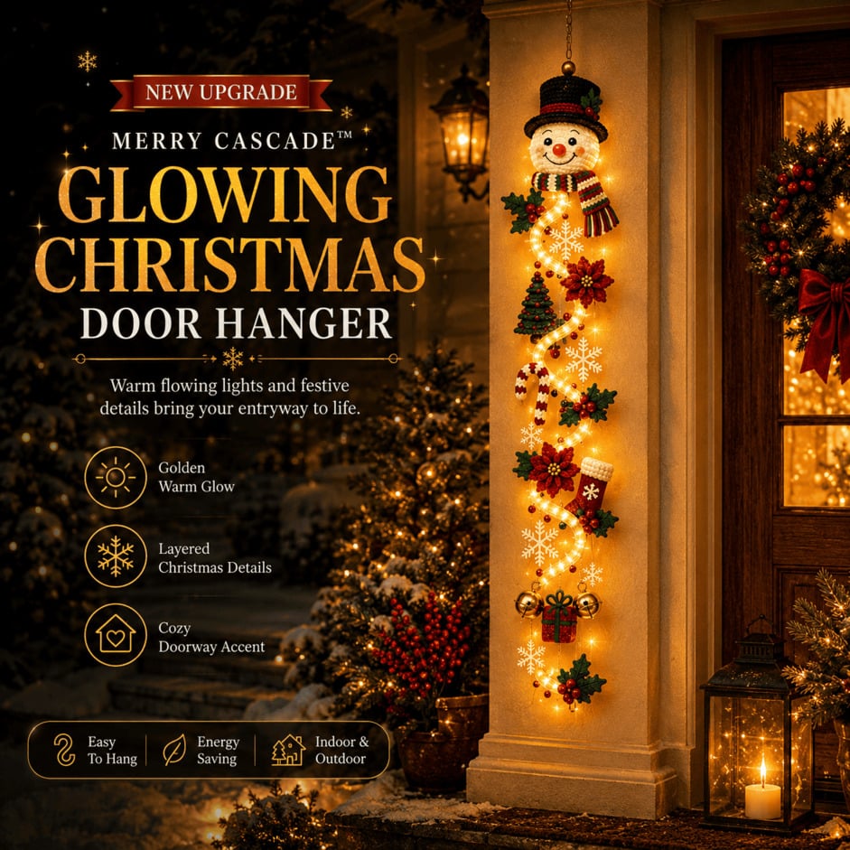 🎄 MerryCascade Leuchtender Weihnachts-Türhänger | 6 festliche Lichterdesigns, warmes Licht, 3D-Details und platzsparende vertikale Dekoration ✨