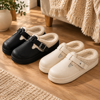 🔥 LETZTER SALE-TAG – 80 % RABATT ✨ Kuschelige Clogs mit flauschigem Innenfutter & Schnalle – Warm, bequem und stilvoll