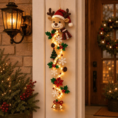 🎄 MerryCascade Leuchtender Weihnachts-Türhänger | 6 festliche Lichterdesigns, warmes Licht, 3D-Details und platzsparende vertikale Dekoration ✨