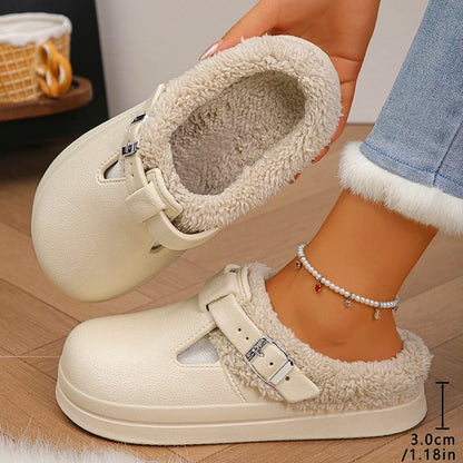 🔥 LETZTER SALE-TAG – 80 % RABATT ✨ Kuschelige Clogs mit flauschigem Innenfutter & Schnalle – Warm, bequem und stilvoll